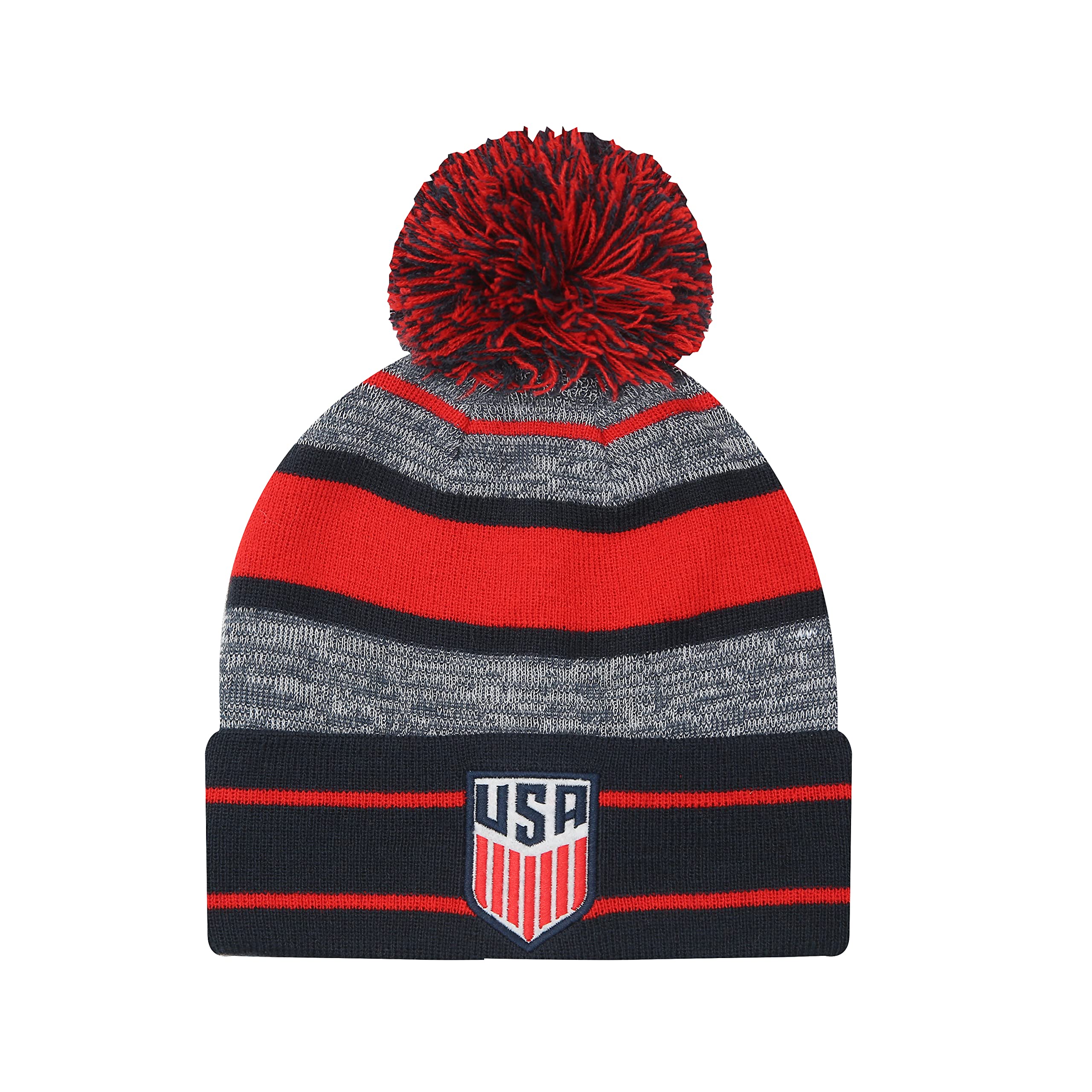 Icon Sports U.S. Soccer Beanie, Licensed Official U.S.Soccer Pom Winter Skull Knit Hat (Navy)