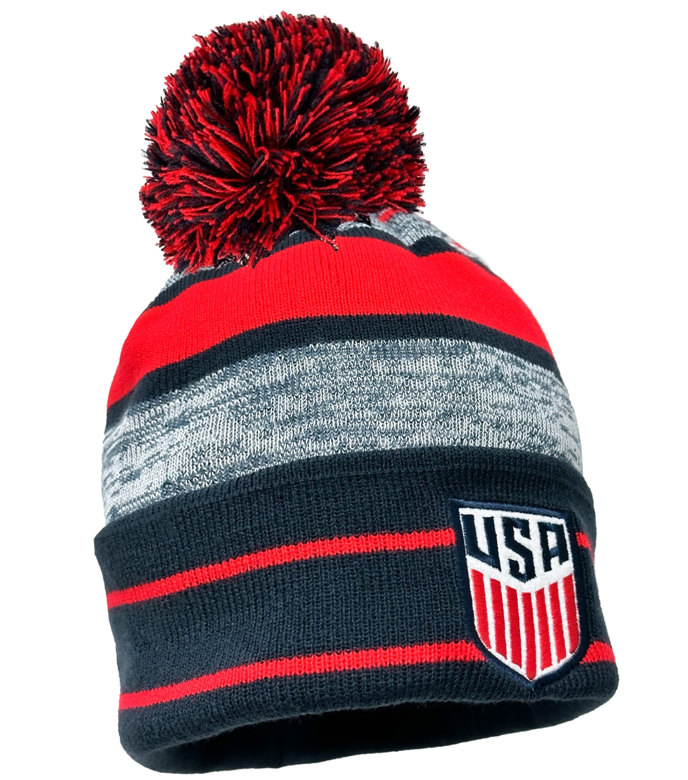 Icon Sports U.S. Soccer Beanie, Licensed Official U.S.Soccer Pom Winter Skull Knit Hat (Navy)