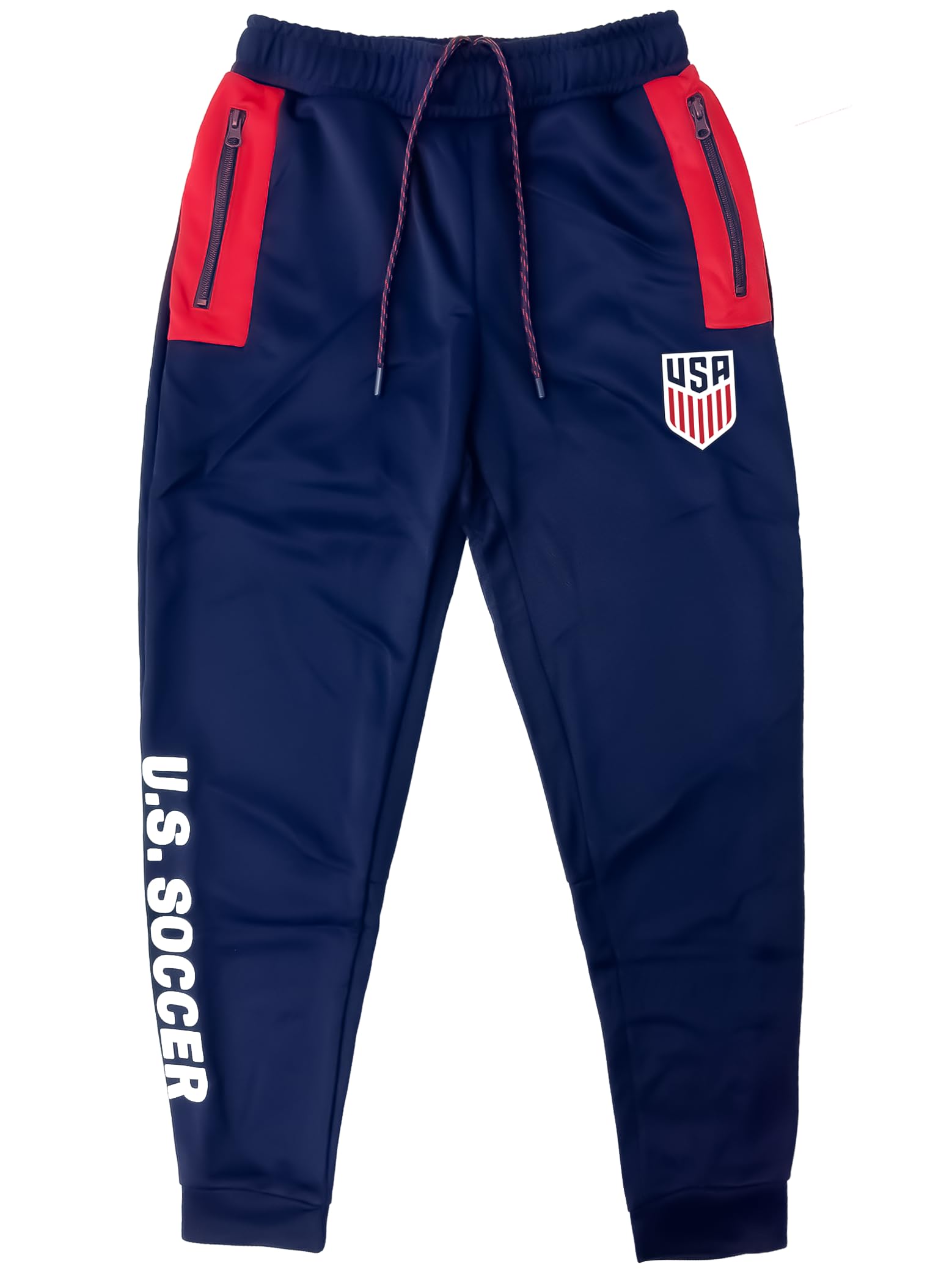 Icon Sports Licensed Men's U.S. Soccer Joggers Casual Sweatpants, USA Soccer Track Pants with Zipper Pockets