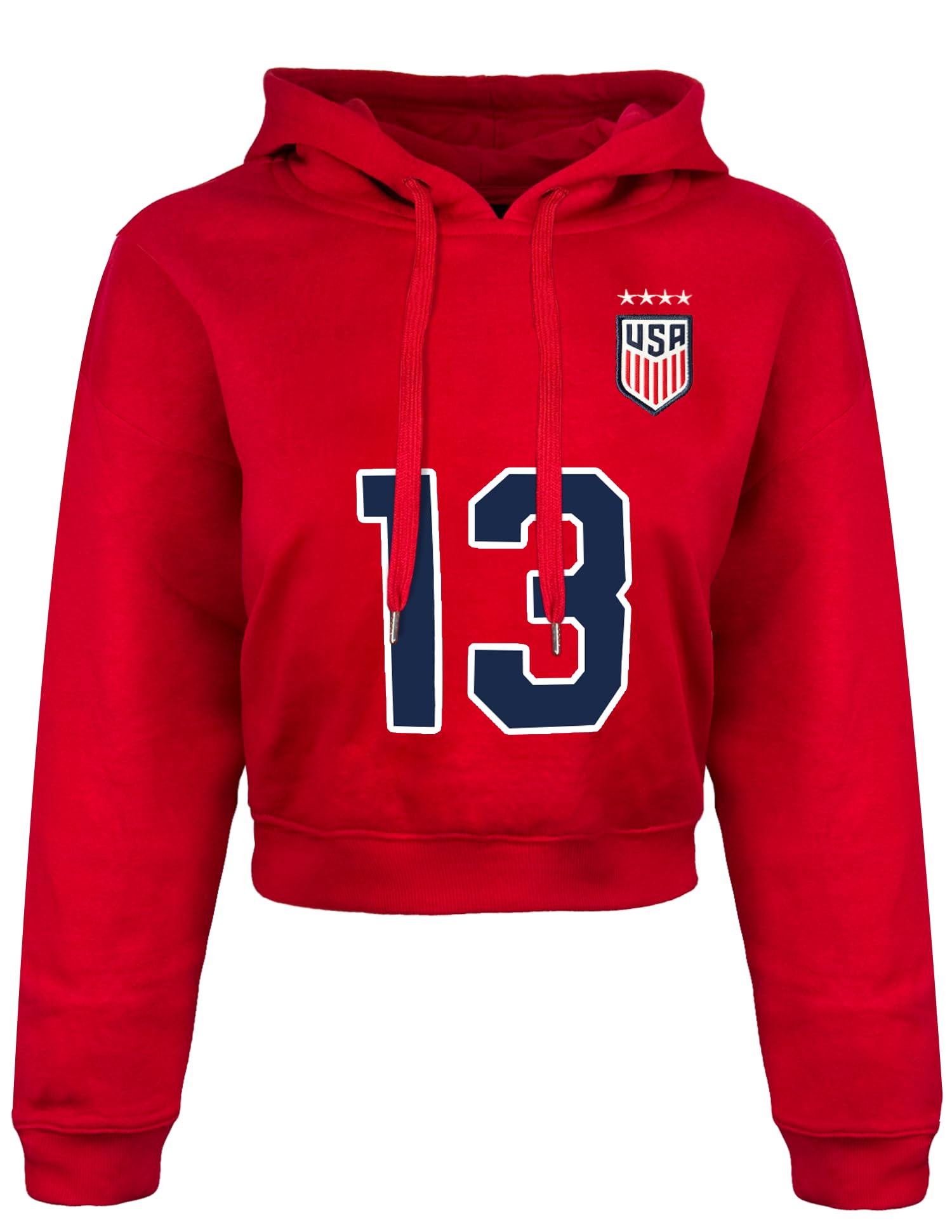 Icon Sports Alex Morgan Women's U.S. Soccer Cropped Hoodie, Adult Sizes Long-Sleeve Sweatshirt with Hood