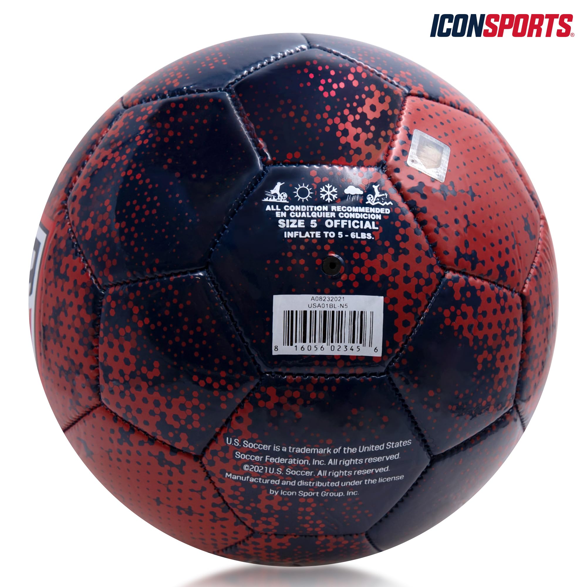 Icon Sports Officially Licensed US Soccer Federation Soccer Ball - USA01BL Navy Size 5