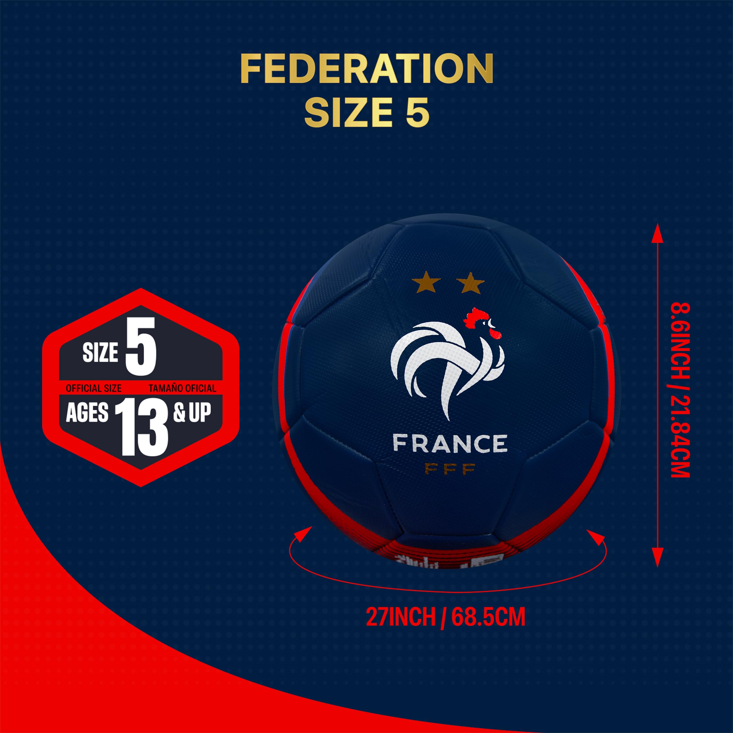 Icon Sports Officially Licensed French Football Federation Soccer Ball