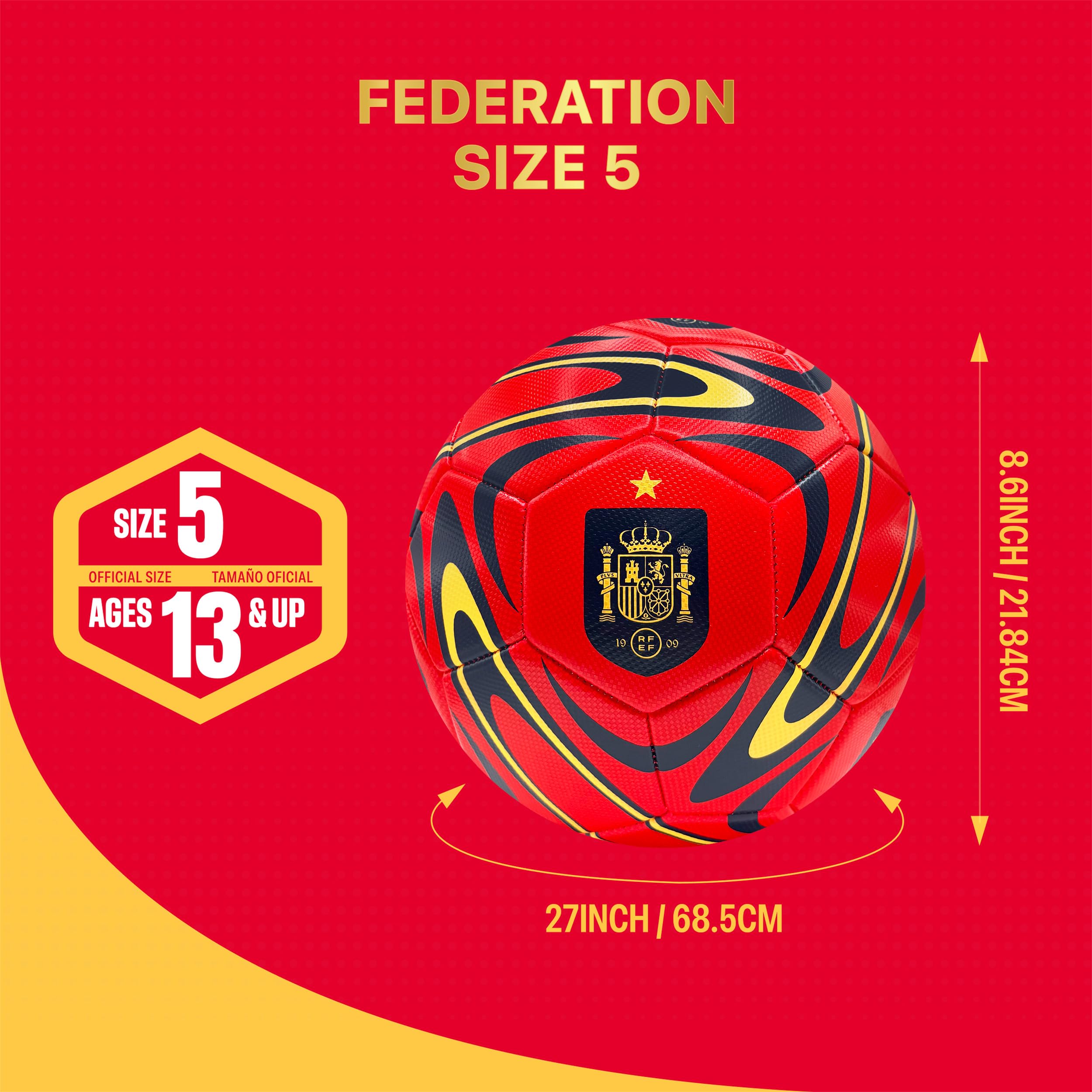 Icon Sports Officially Licensed Royal Spanish Football Soccer Ball - Size 5