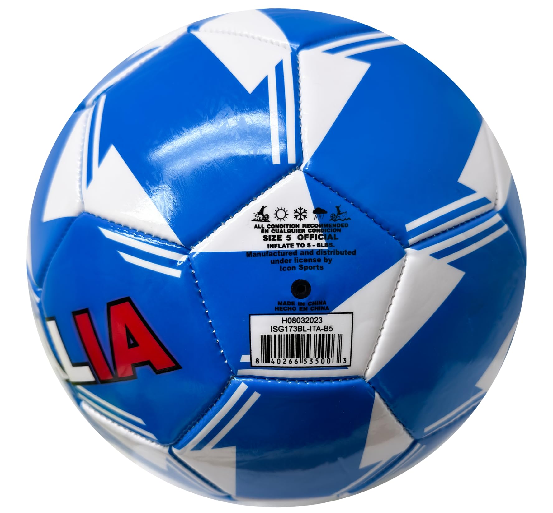 Icon Sports Italy Soccer Ball Size 5, Italia #5 Ball