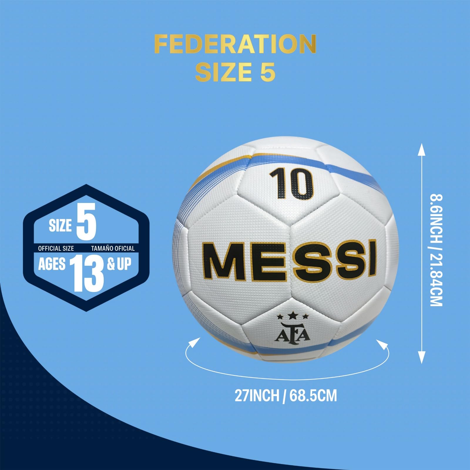 2026 Argentina National Football Team Soccer Ball Officially Licensed Ball Size 5 Ball - Messi 10 4 2026 Argentina National Football Team Soccer Ball Officially Licensed Ball Size 5 Ball - Messi 10