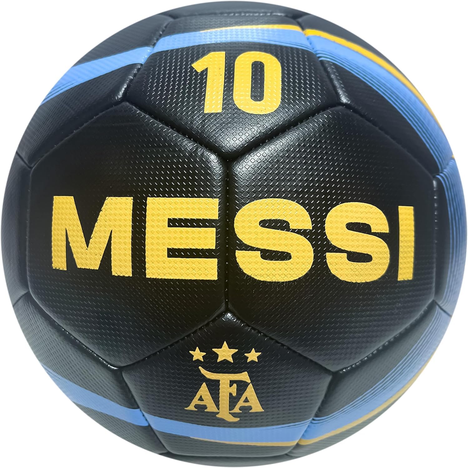 Icon Sports Argentina National Football Team Soccer Ball Officially Size 5 Ball - Messi 10 Navy with Yellow