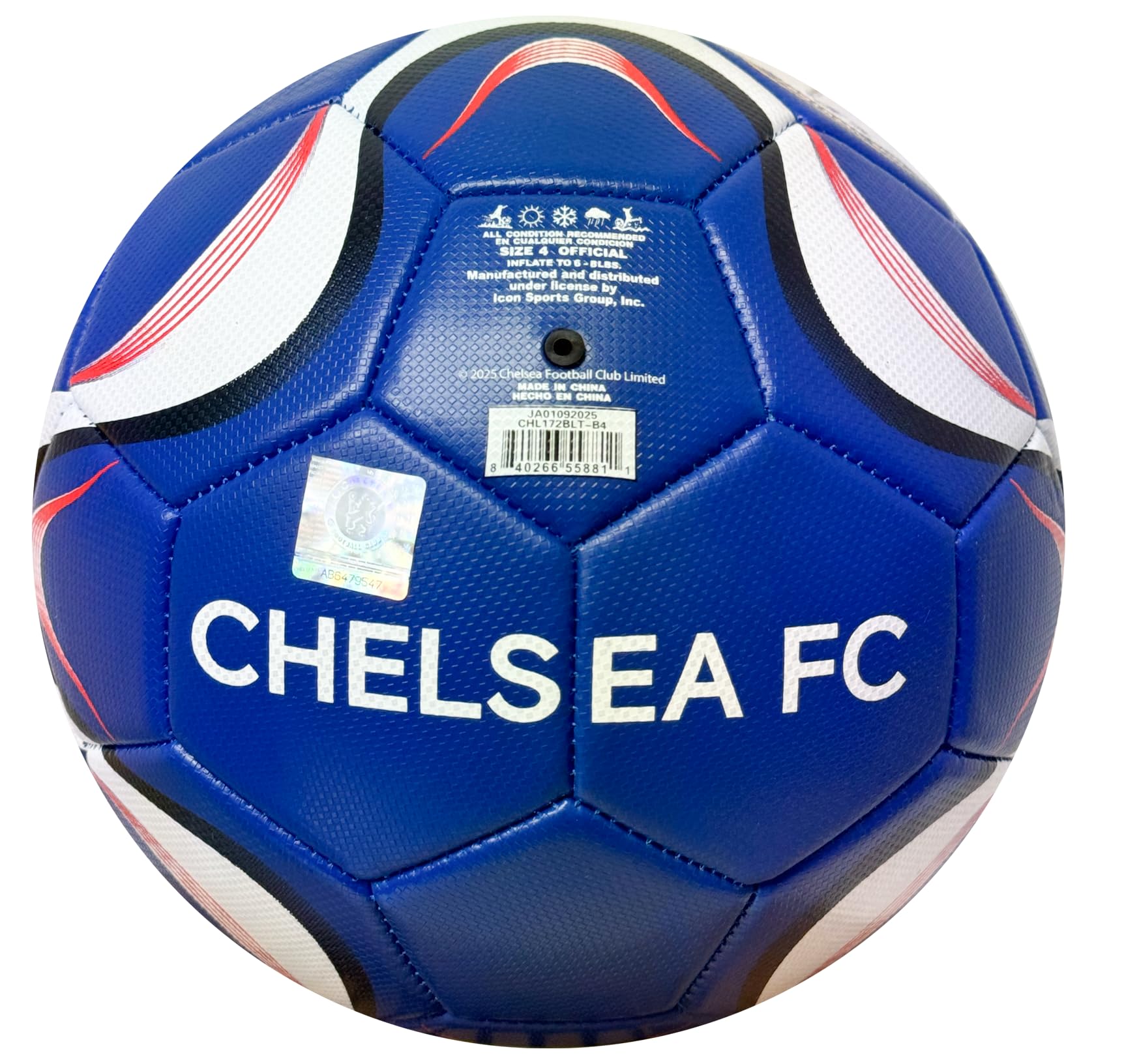 Icon Sports Chelsea Official All-Ages Soccer Ball, Blue, Sizes 2, 4, 5