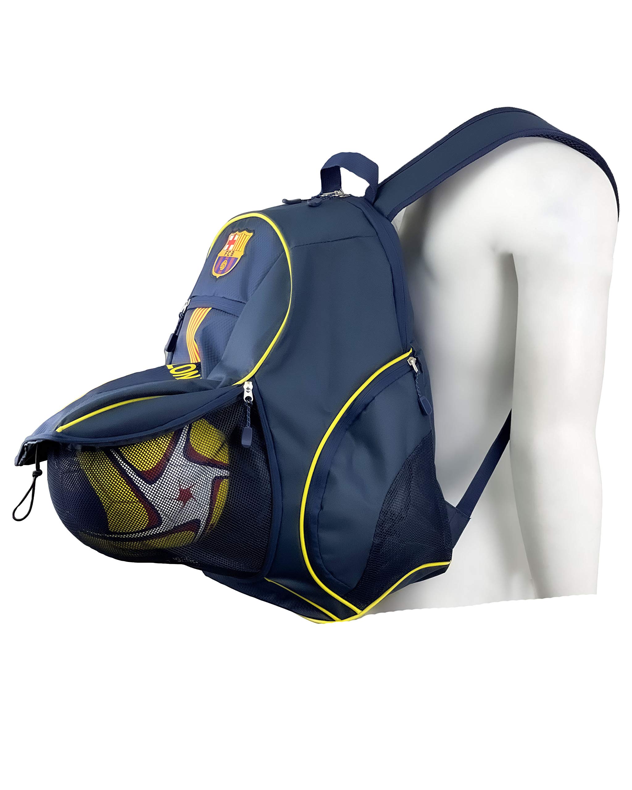 Barcelona Backpack With Soccer Ball Compartment, Licensed Barcelona School Bookbag