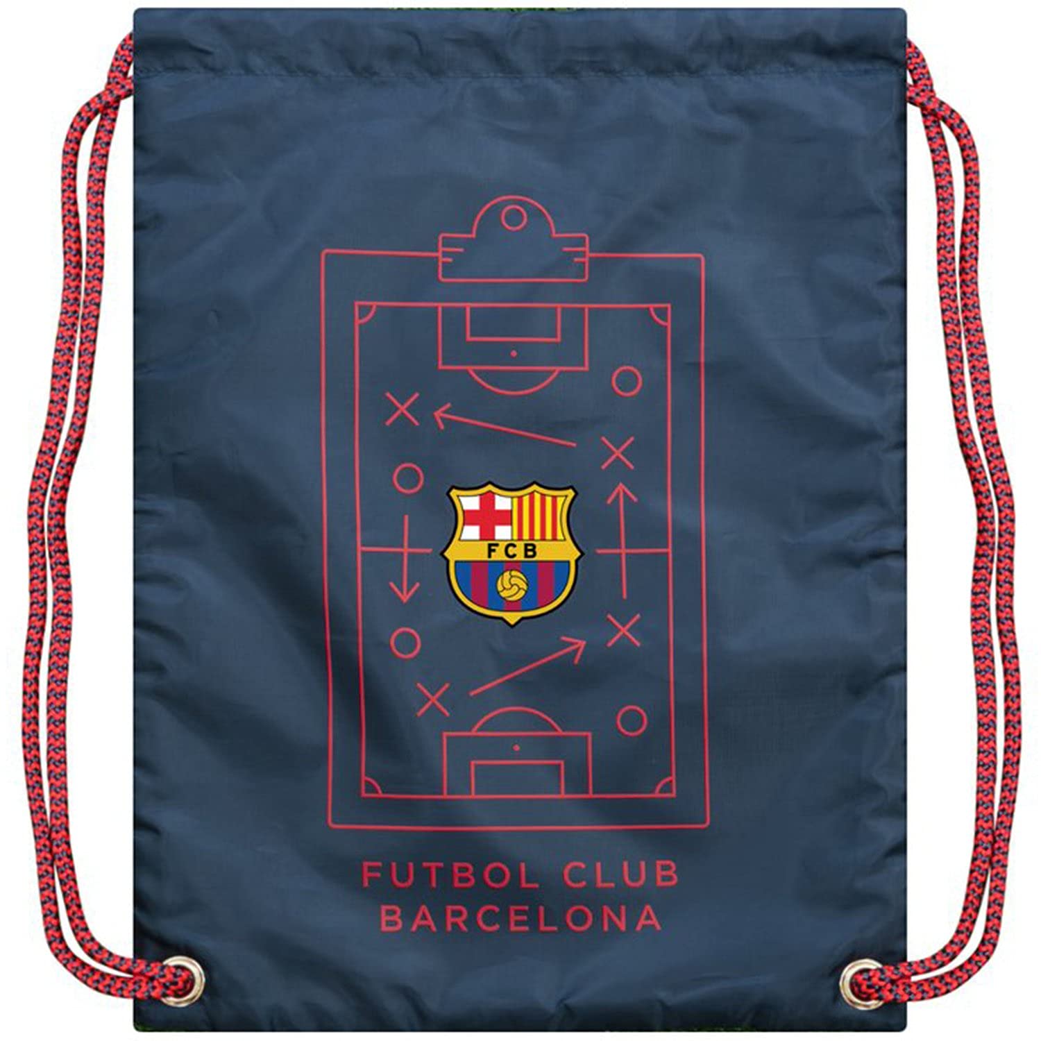 Icon Sports Fan Shop FC Barcelona World Soccer Club Barça Team Logo Officially Licensed Barca Drawstring Cinch Bag (Clipboard Navy, ONE SIZE)