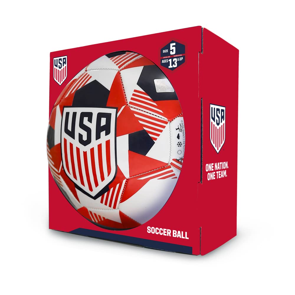 Icon Sports Officially Licensed US Soccer Federation Soccer Ball - USA90BL White Size 5
