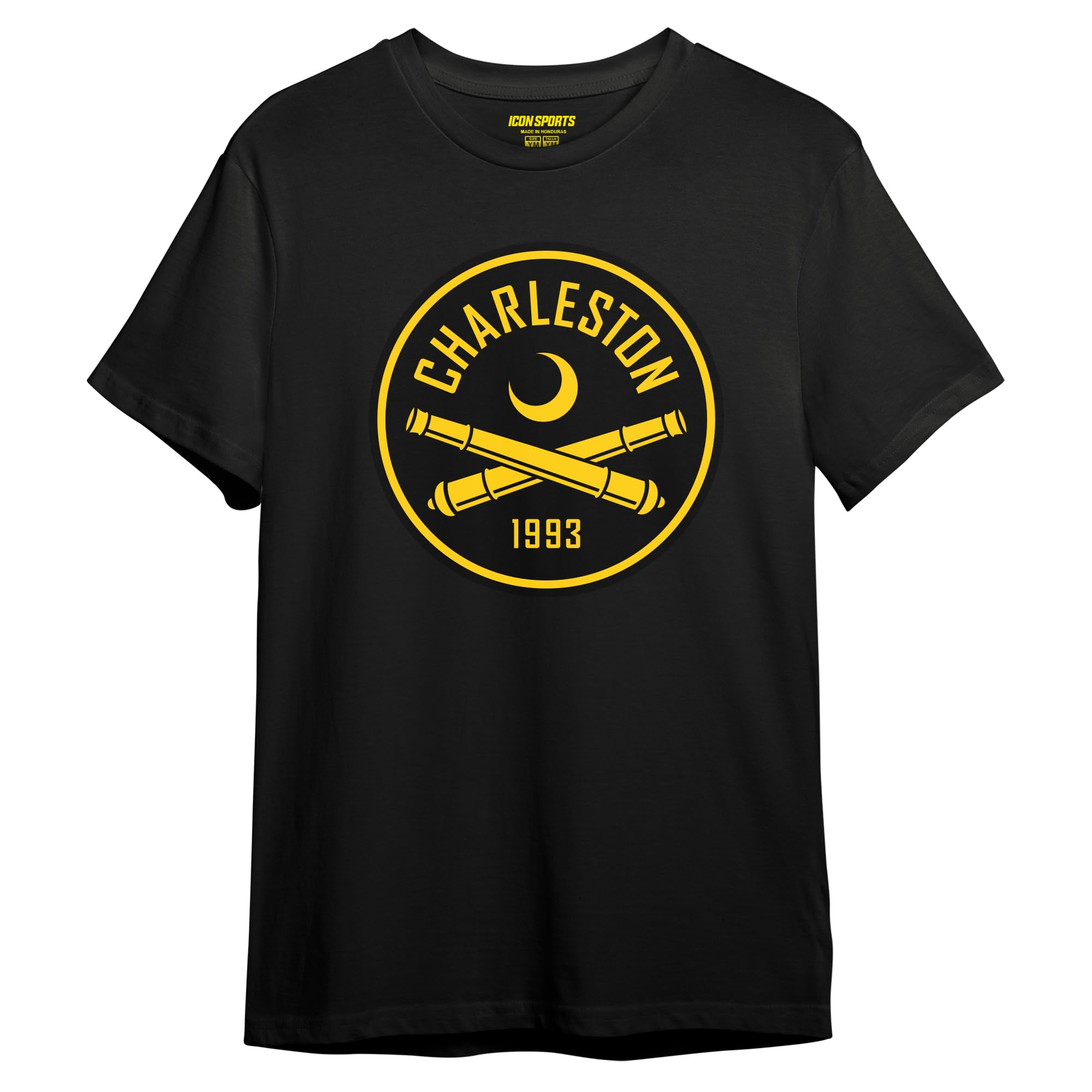 Icon Sports Youth Kids USL Soccer Club Graphic Print Logo Short Sleeve Cotton T-Shirt | Charleston Battery, Black, Large