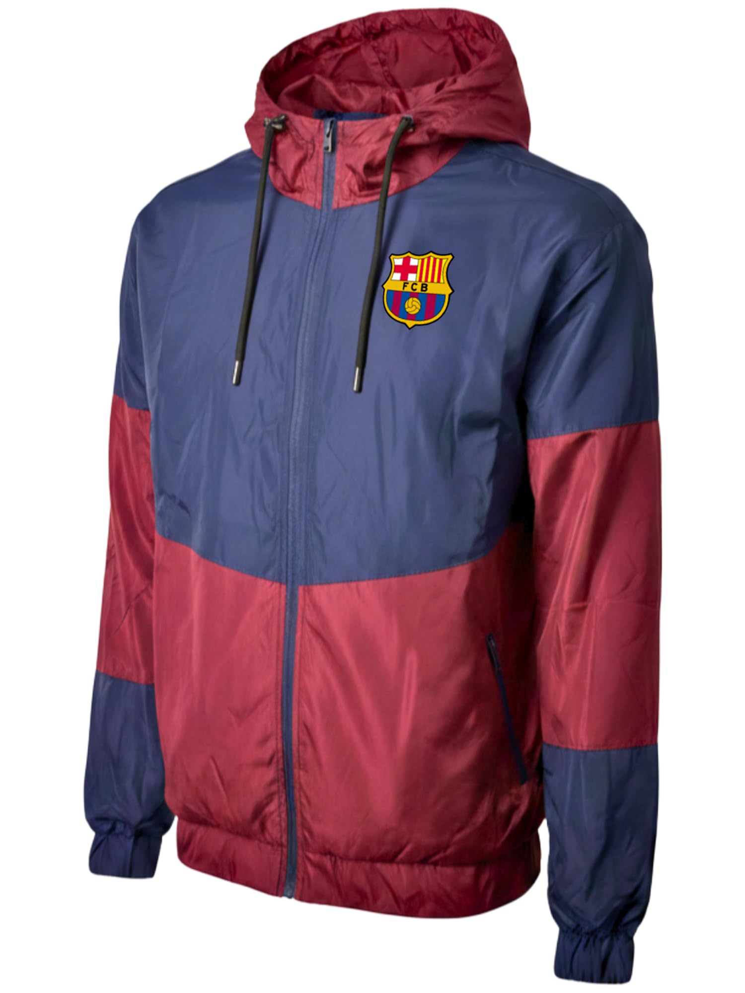Icon Sports Barcelona Licensed Windbreaker Rain Jacket – Adult Sizes, Hooded Zip-Up
