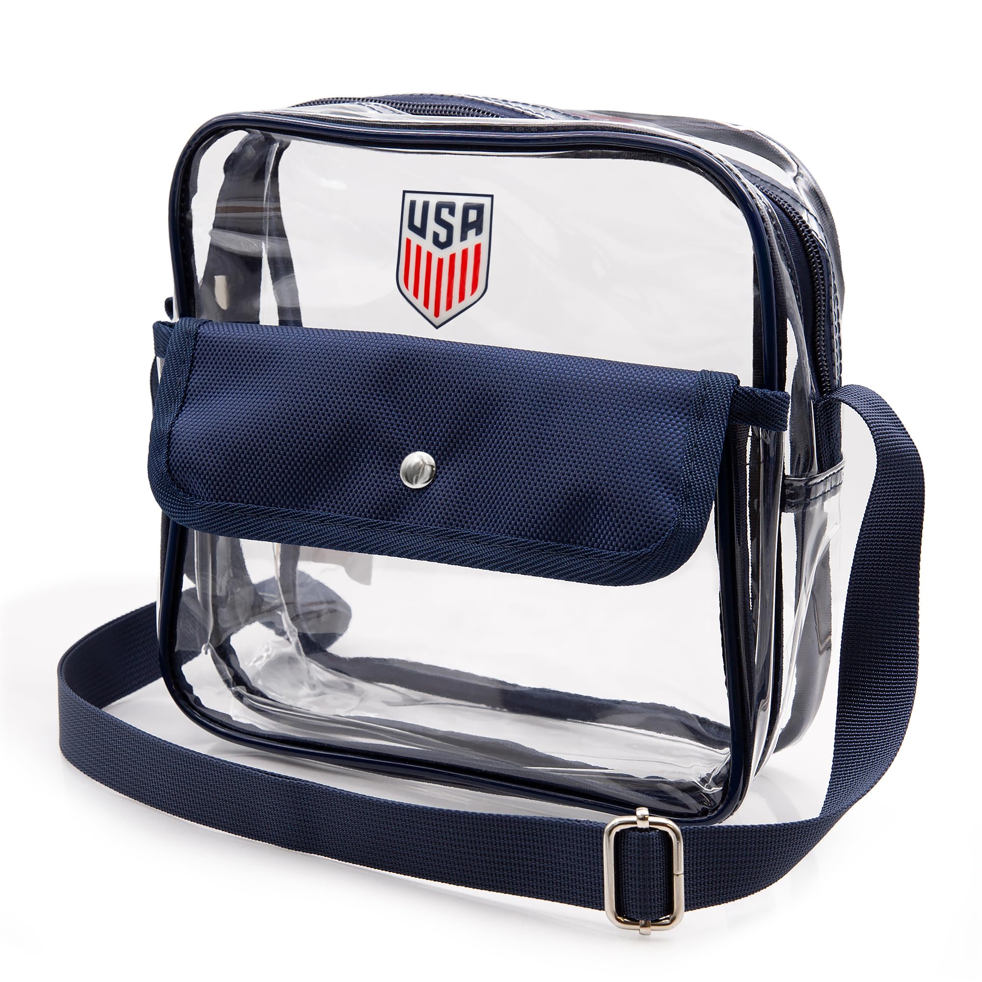 Icon Sports Official licensed U.S. Soccer Stadium Approved Clear Crossbody Bag with Zipper and Side Pocket