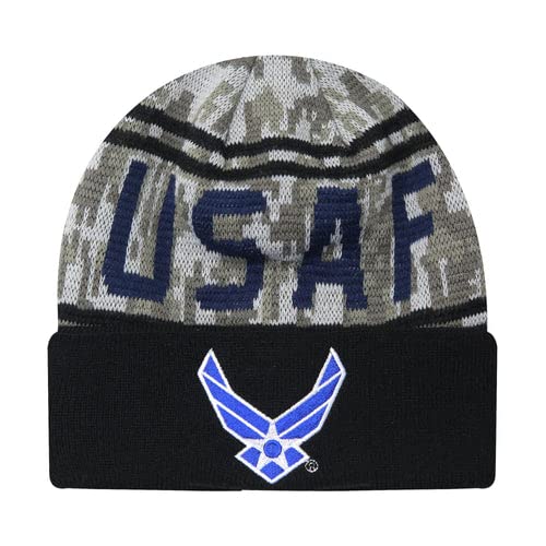 Icon Sports U.S. Military Beanie – Official Embroidered Flag Patch Warm Winter Knit Cap Adult Unisex Hats for Men Women | U.S. Air Force, Camo, One Size