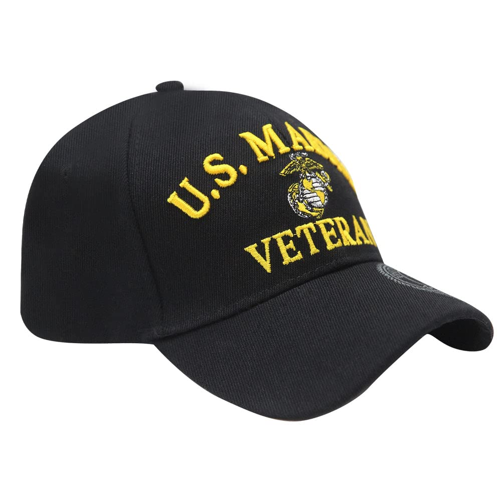 Icon Sports U.S. Military Adult Veterans Acrylic Hat Cap | U.S. Marines Vet | Black