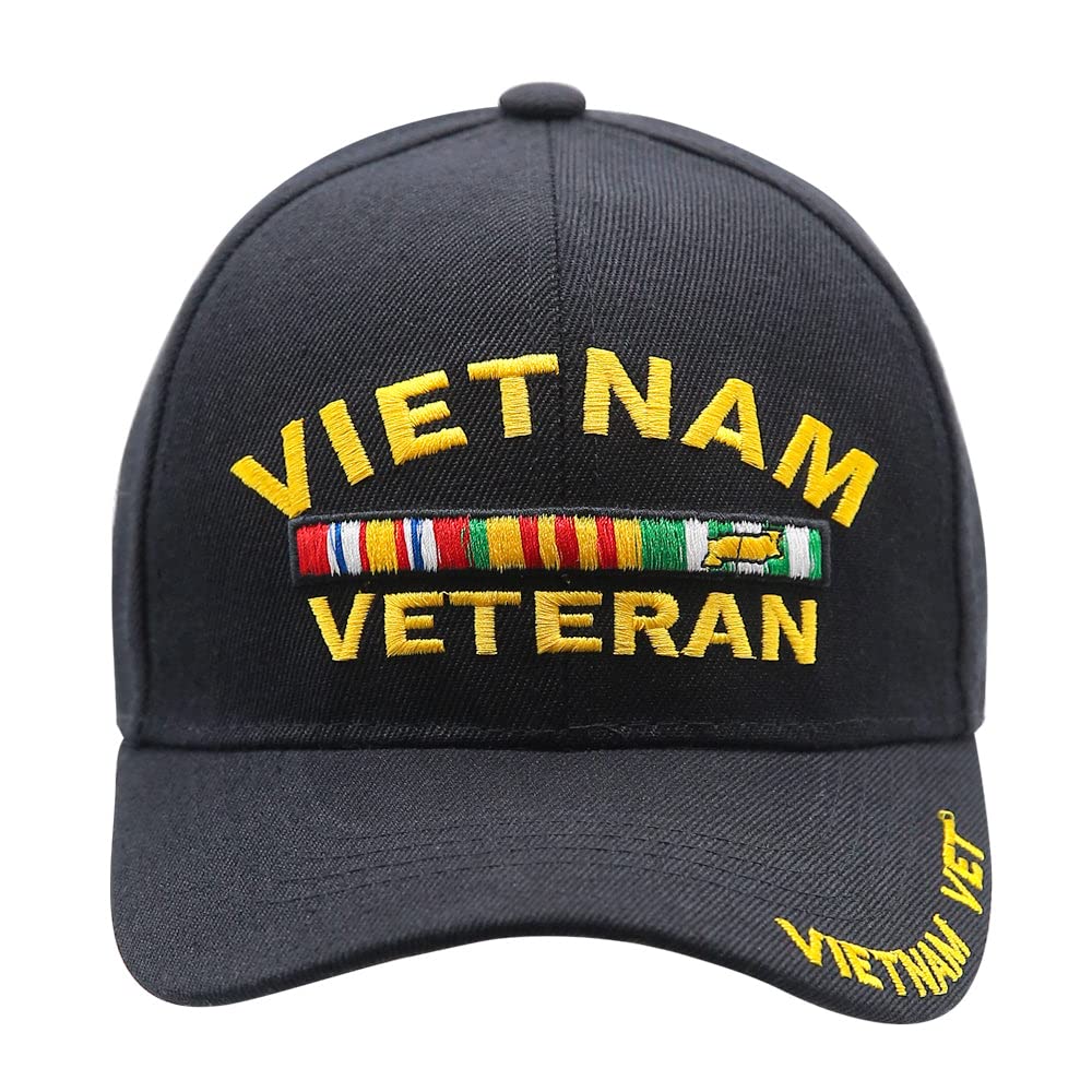 Icon Sports U.S. Military Adult Veterans Acrylic Hat Cap | U.S. Military Vietnam Veteran | Black