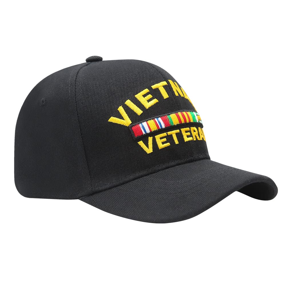 Icon Sports U.S. Military Adult Veterans Acrylic Hat Cap | U.S. Military Vietnam Veteran | Black