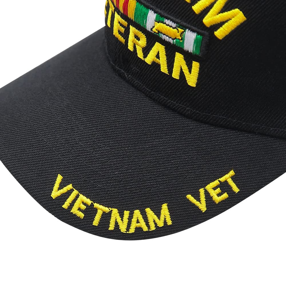 Icon Sports U.S. Military Adult Veterans Acrylic Hat Cap | U.S. Military Vietnam Veteran | Black