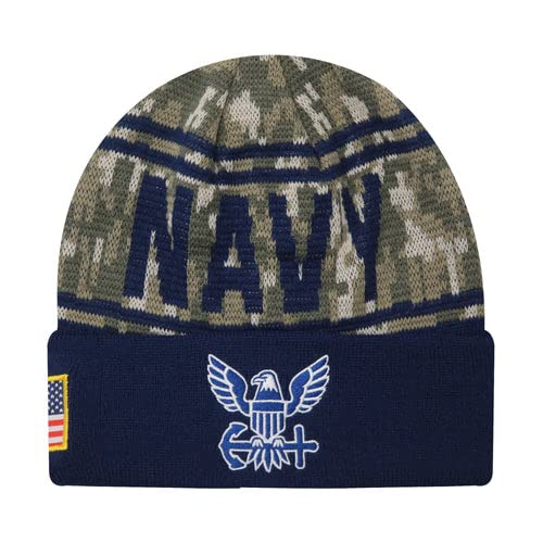 Icon Sports U.S. Military Beanie – Official Embroidered Flag Patch Warm Winter Knit Cap Adult Unisex Hats for Men Women | U.S. Navy, Camo, One Size