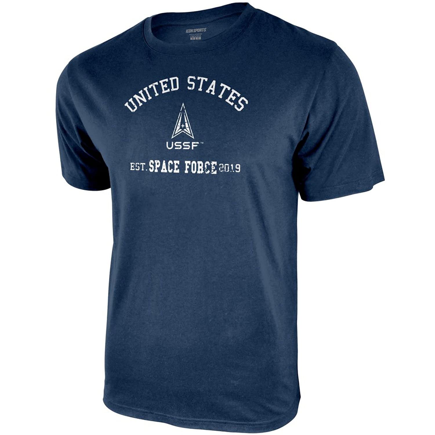 Icon Sports Mens U.S Space Force Graphic Print Logo Short Sleeve Cotton T-Shirt