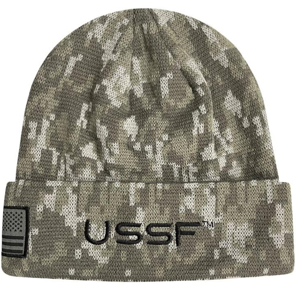 Icon Sports U.S. Military Beanie – Official Embroidered Flag Patch Warm Winter Knit Cap Adult Unisex Hats for Men Women (U.S. Space Force/Digital Camo, One Size)