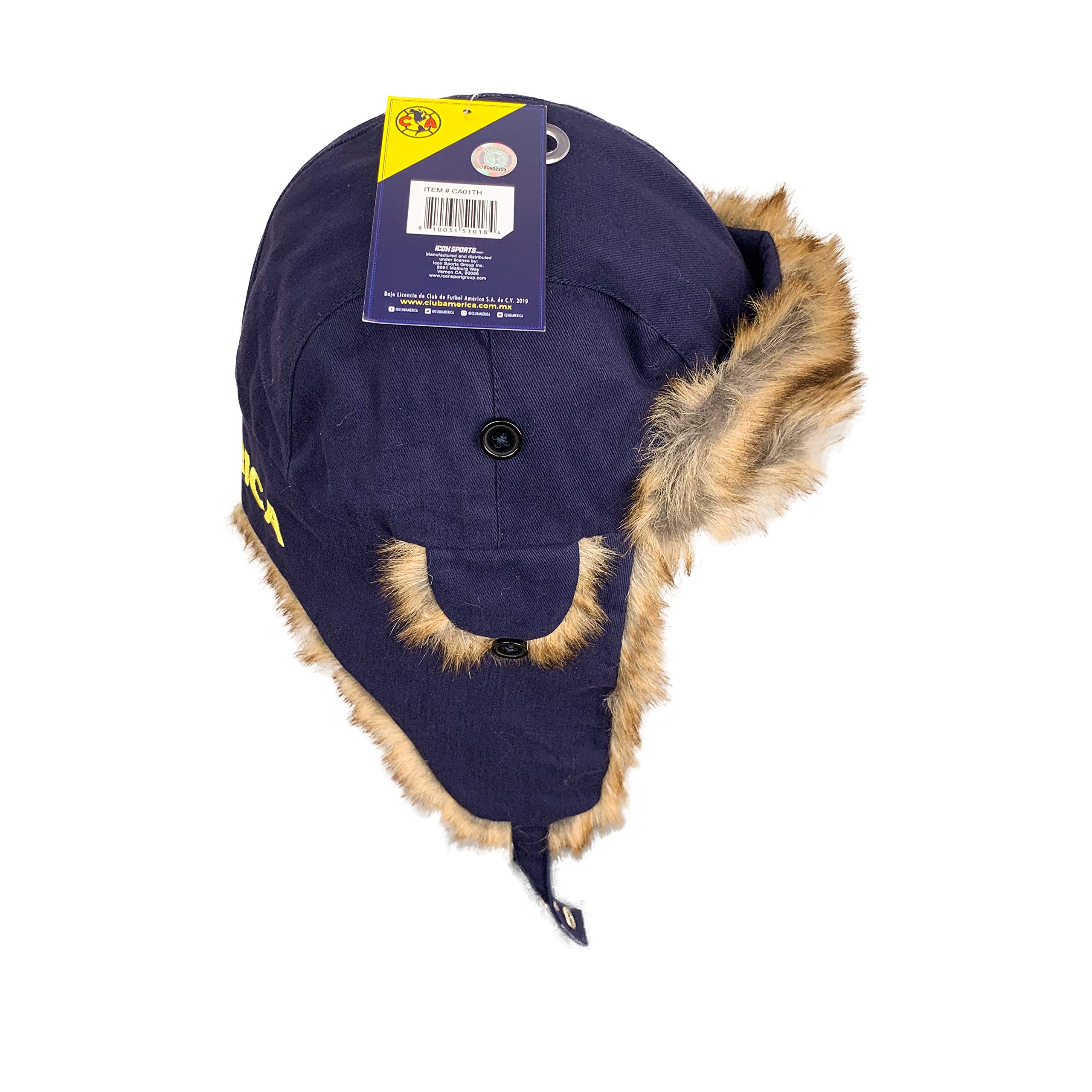Icon Sports Club America Trapper Hat, Licensed America Winter Hat Navy