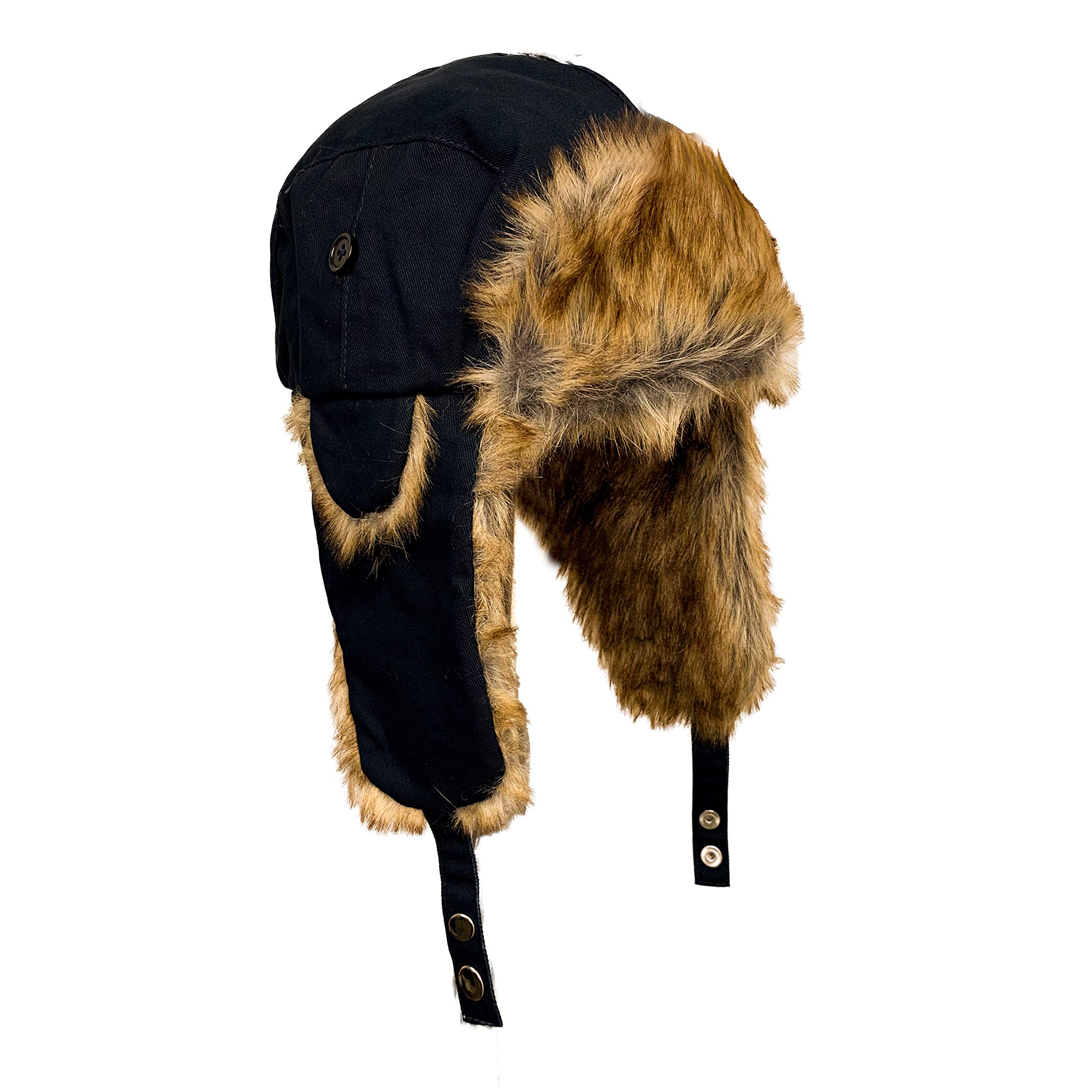 Real Madrid Trapper Hat, Licensed Real M. Faux Fur & Ear Flaps, Snow Hat for Hunting, Skiing & Cold Weather Activities