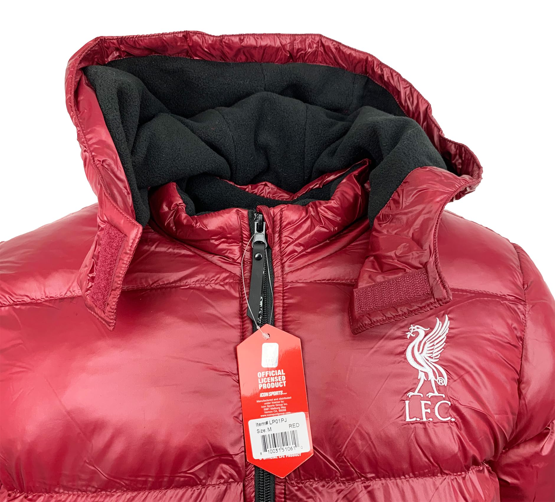 Icon Sports Liverpool Winter Jacket, With Removable Hood, Liverpool Hooded Puffer Jacket