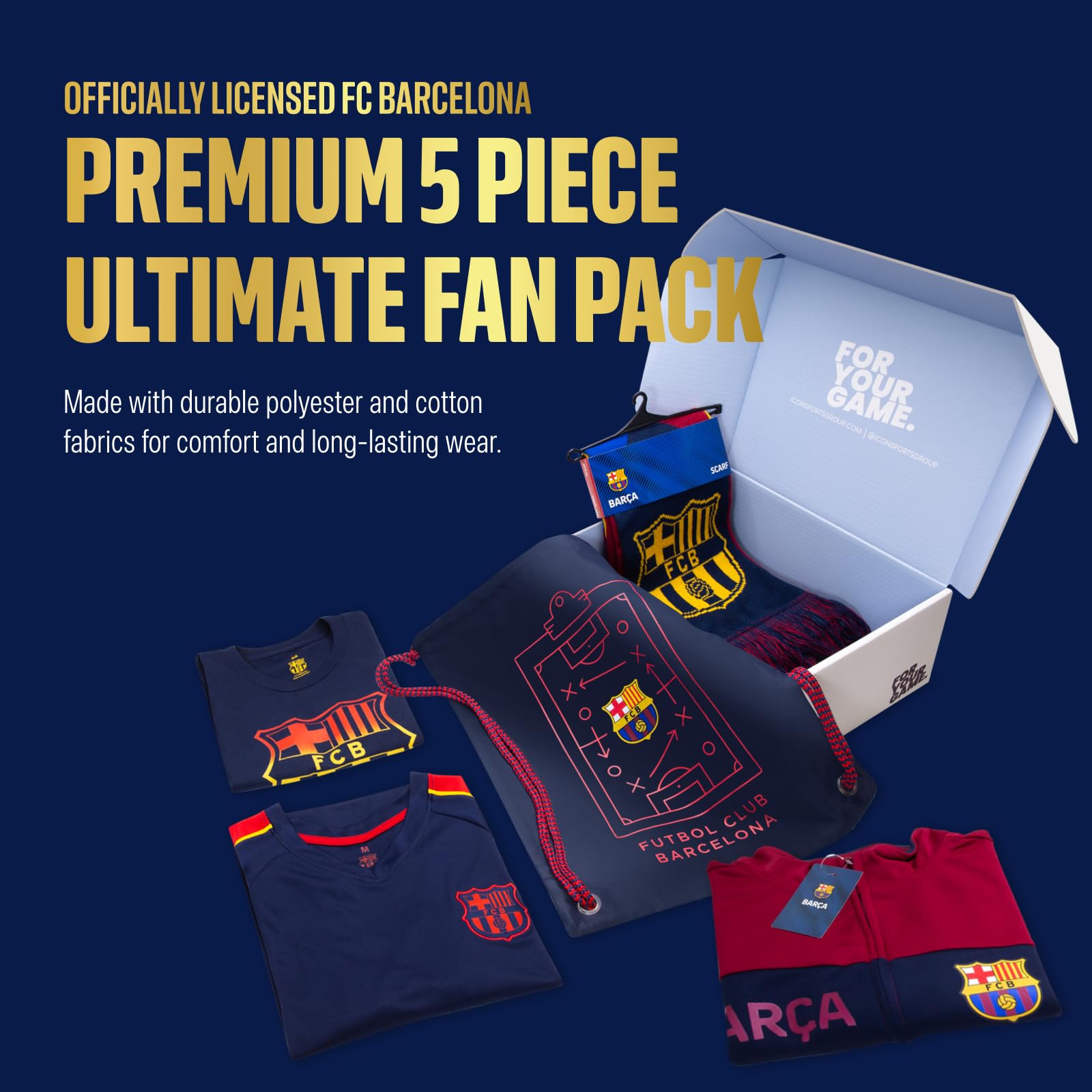 Icon Sports Pro League Ultimate Fan Pack – Officially Licensed 5-Piece Soccer Merch - Shirt, Jersey, Jacket, Scarf, Bag