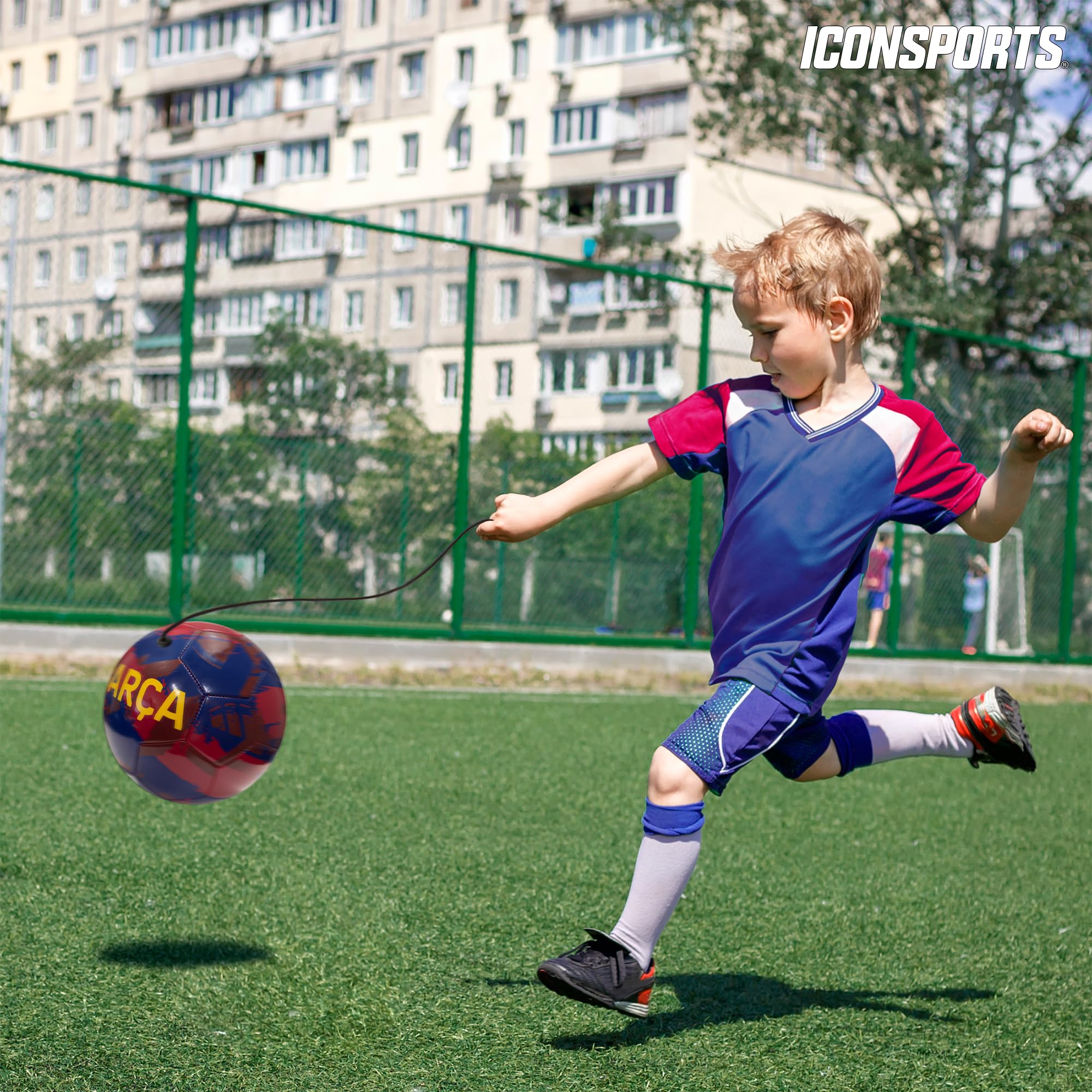 Icon Sports Official Licensed International Clubs Size 5 Training Soccer Ball | FC Barcelona, Navy